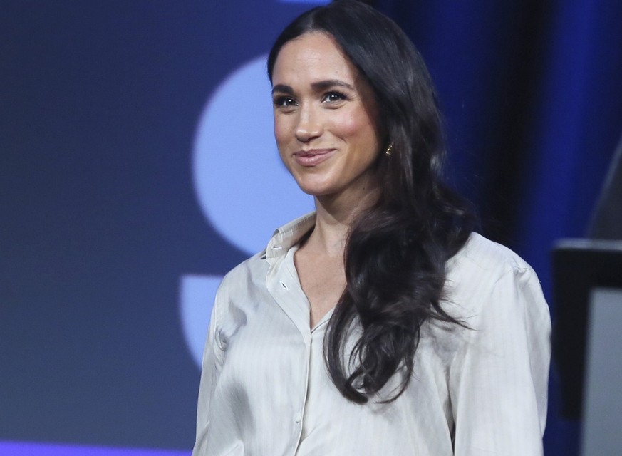FILE - Meghan, The Duchess of Sussex takes part in the keynote &quot;Breaking Barriers, Shaping Narratives: How Women Lead On and Off the Screen&quot; at the South by Southwest Conference in Austin, T ...