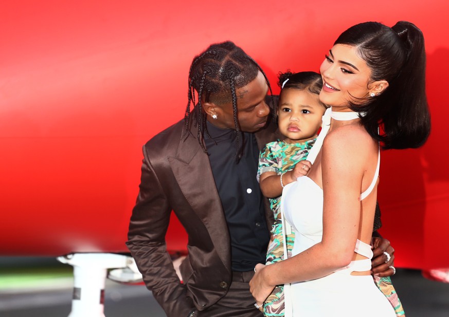 SANTA MONICA, CALIFORNIA - AUGUST 27: Travis Scott and Kylie Jenner attend the Travis Scott: &quot;Look Mom I Can Fly&quot; Los Angeles Premiere at The Barker Hanger on August 27, 2019 in Santa Monica ...