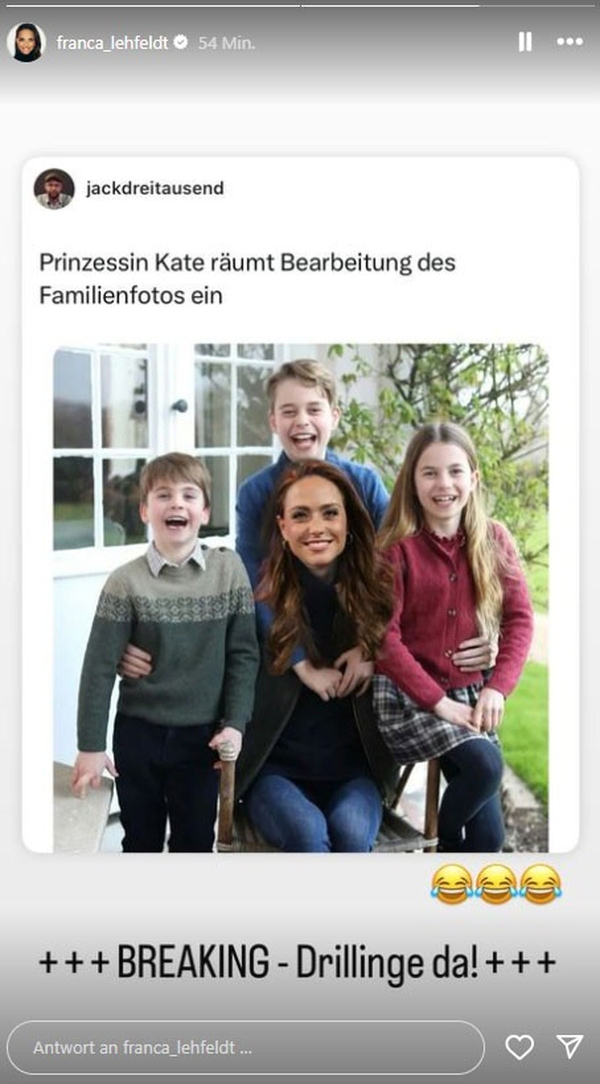 Franca Lehfeldt beweist Humor auf Instagram.
