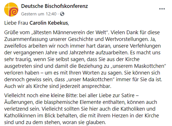 Die Antwort der Deutschen Bischofskonferenz.