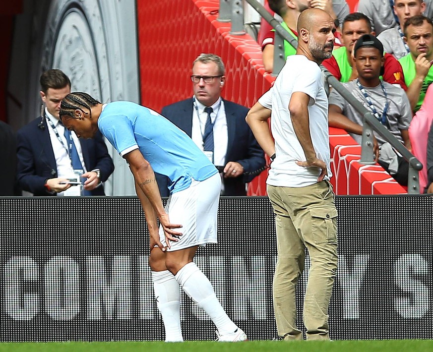 Liverpool v Manchester City - Community Shield - Wembley Stadium Manchester City s Leroy Sane walks off injured EDITORIAL USE ONLY No use with unauthorised audio, video, data, fixture lists, club/leag ...