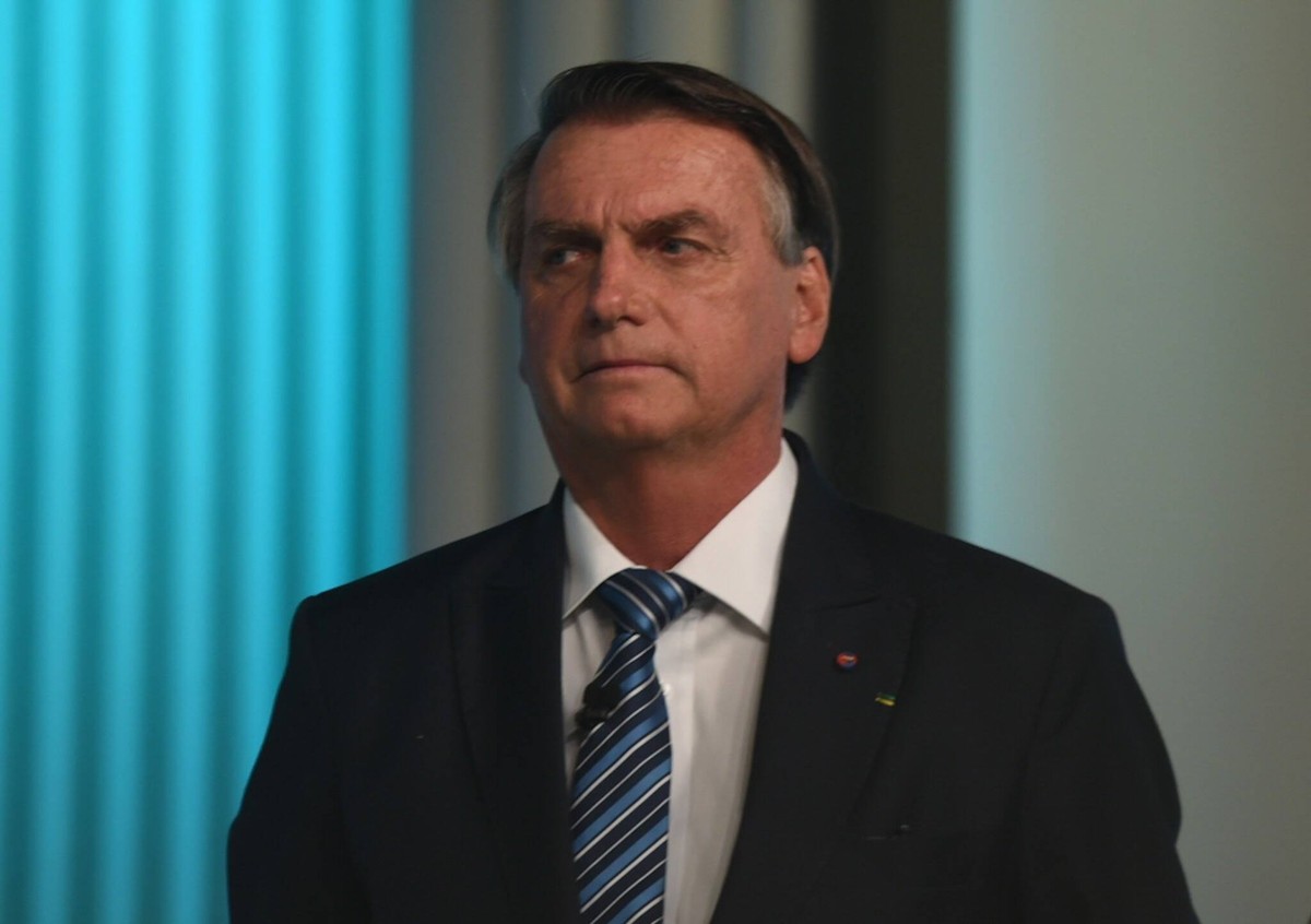 Stichwahl in Brasilien, Jair Bolsonaro Pressekonferenz October 6, 2022, Rio de Janeiro, Rio de Janeiro, Brazil: RIO DE JANEIRO, BRAZIL OCTUBER 06 President Jair Messias Bolsonaro During a Press Confer ...
