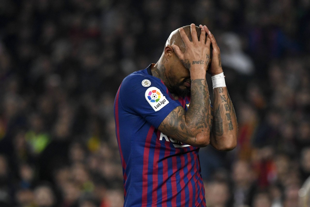 Barcelona, Spain, 16.02.2019, La Liga 24. matchday 2018/19 Season, FC Barcelona Barca - Real Valladolid, KEVIN PRINCE BOATENG (BAR) LOOKS DEJECTED ( DeFodi540 *** Barcelona Spain 16 02 2019 La Liga 24 ...