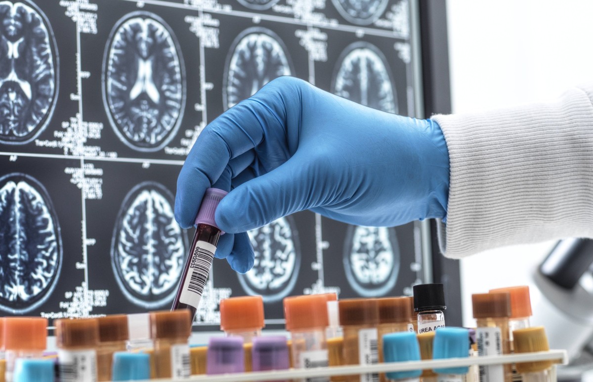Hand of scientist removing blood sample in laboratory model released, Symbolfoto property released, ABRF01194