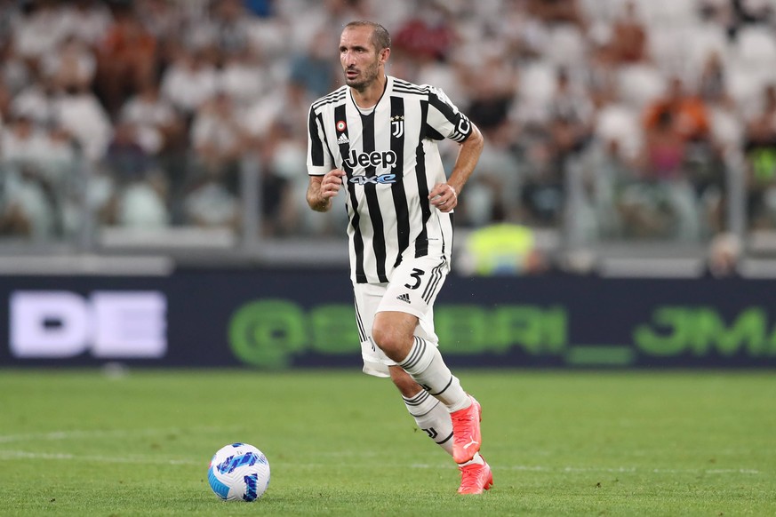 Turin, Italy, 14th August 2021. Giorgio Chiellini of Juventus during the Pre Season Friendly match at Allianz Stadium, Turin. Picture credit should read: Jonathan Moscrop / Sportimage PUBLICATIONxNOTx ...