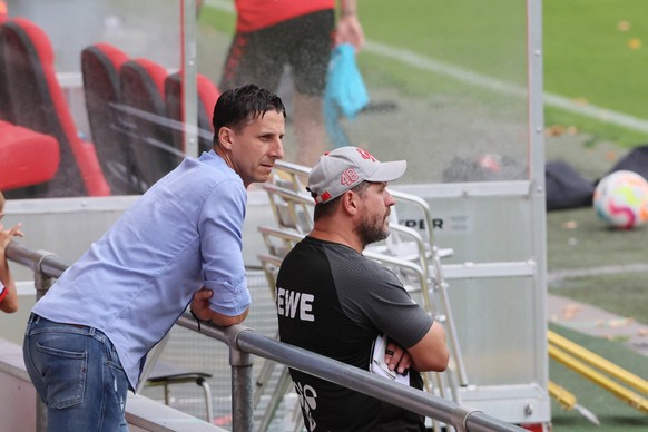 1. FC K�ln 1. FC K�ln, Training, von links: Christian Keller, Steffen Baumgart 1. FC K�ln, 20.08.2022, Bild: *** 1 FC K�ln 1 FC K�ln, training, from left Christian Keller, Steffen Baumgart 1 FC K�ln , ...