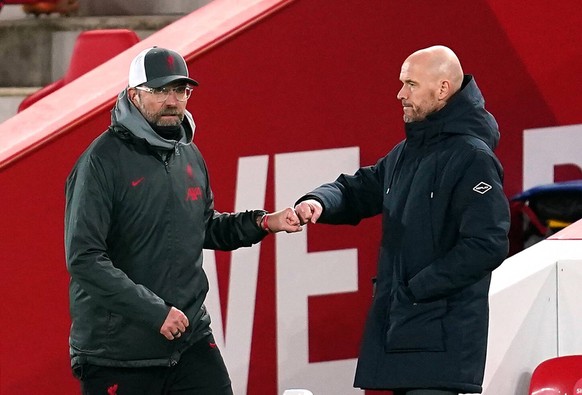 Jurgen Klopp and Erik ten Haag file photo File photo dated 01-12-2020 of Erik ten Hag right and Liverpool manager Jurgen Klopp, who insists last season s humiliation of Manchester United, ManU by Live ...