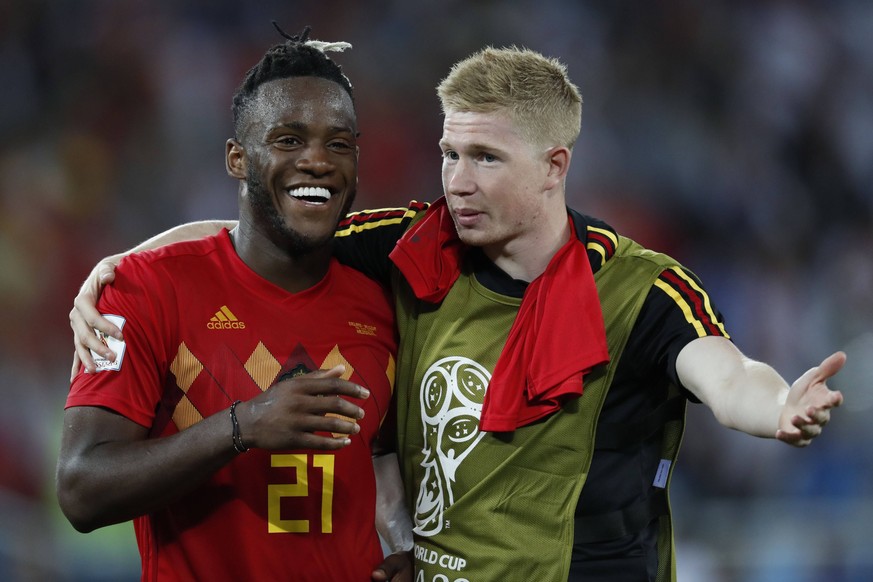 (l-r) Michy Batshuayi of Belgium, Kevin De Bruyne of Belgium during the 2018 FIFA World Cup WM Weltmeisterschaft Fussball Russia group G match between England and Belgium at the Kalingrad stadium on J ...