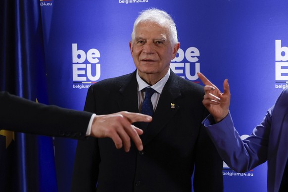 ARCHIV - 03.02.2024, Belgien, Brüssel: Der EU-Außenbeauftragte Josep Borrell Anfang Februar in Brüssel. (zu dpa: «Israel weist Forderung Borrells nach weniger Waffenlieferungen zurück») Foto: Omar Hav ...