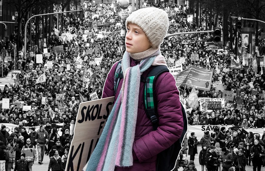 21.02.2020, Hamburg: Teilnehmer der Klima-Demonstration Fridays for Future laufen durch Hamburg. Die Aktivisten von Fridays for Future rufen zum Protest vor der Bürgerschaftswahl in Hamburg auf. Foto: ...