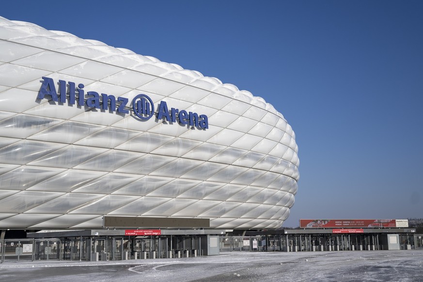 09.01.2024, Bayern, München: Fußball: Die Allianz Arena, das Stadion des FC Bayern München, aufgenommen in München. Franz Beckenbauer ist am Sonntag (07.01.24) im Alter von 78 Jahren gestorben. Foto:  ...