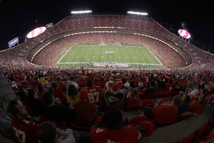 FILE - The Kansas City Chiefs and the San Francisco 49ers play during the second half of an NFL preseason football game at Arrowhead Stadium in Kansas City, Mo., Aug. 24, 2019. There are 23 venues bid ...