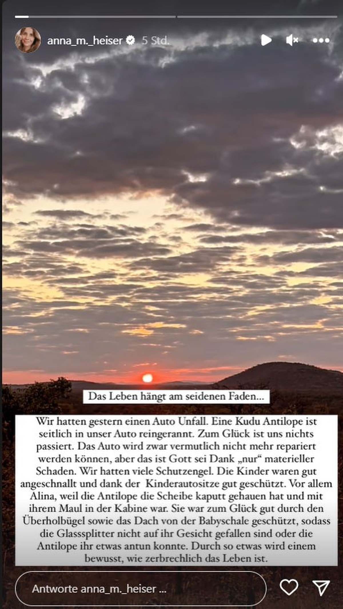 Anna Heiser erzählt von ihrem Unfall.