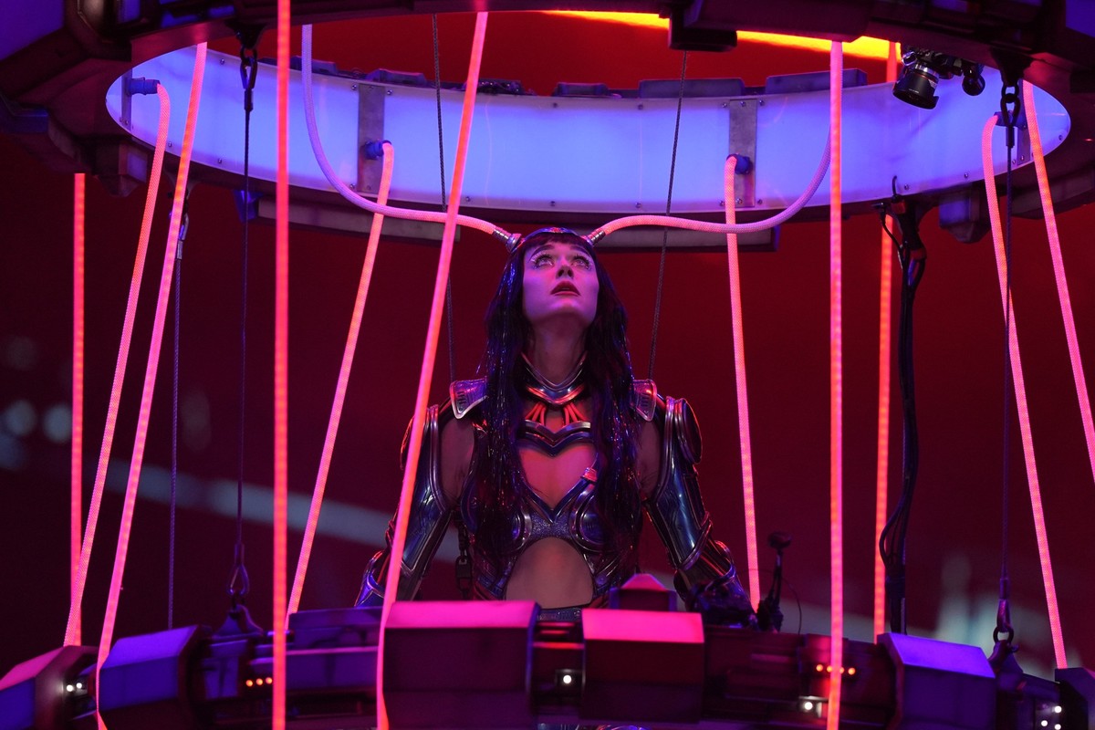 Katy Perry performs in concert at Arena CDMX in Mexico City, Wednesday, April 23, 2025. (AP Photo/Fernando Llano)