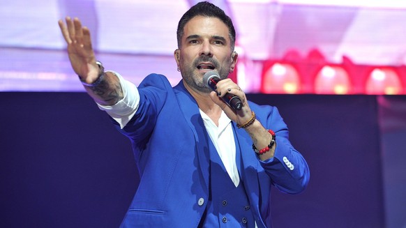 La notte di successo dell'anno.  Il cantante Marc Terenzi del 5ünf Team Five si esibisce nell'ambito della Schlager Night di quest'anno il 15 ottobre 2022 a Hanns-Martin-Schleyer-Halle, Stoccarda.  20221...