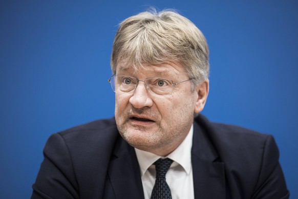 Joerg Meuthen, Bundesvorsitzende der AfD (Alternative fuer Deutschland), aufgenommen im Rahmen einer Pressekonferenz zu den Auswirkungen der Landtagswahl in Hessen auf die Bundespolitik. Berlin, 29.10 ...