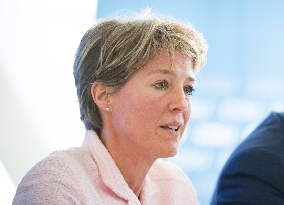 ARCHIV - 18.04.2019, Hamburg: Die Unternehmerin Christina Block spricht auf einer Pressekonferenz. (zu dpa: �Deutsche Gerichte im Sorgerechtsstreit Block nicht mehr zust�ndig�) Foto: Daniel Reinhardt/ ...