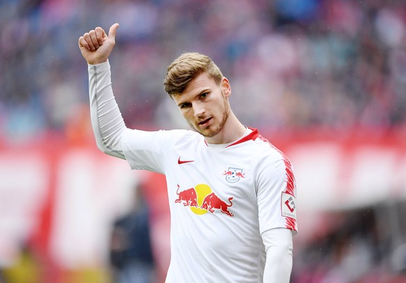 FUSSBALL 1. BUNDESLIGA SAISON 2018/2019 33. SPIELTAG RB Leipzig - FC Bayern Muenchen 11.05.2019 Timo Werner (RB Leipzig) mit Daumen hoch ----DFL regulations prohibit any use of photographs as image se ...