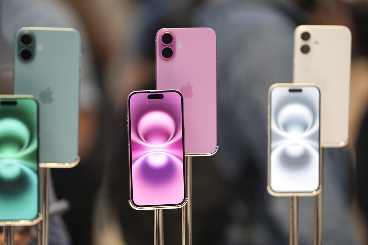The Apple iPhone 16 is displayed at the Apple Fifth Avenue store on Sept. 20, 2024, in New York. (AP Photo/Pamela Smith, File)