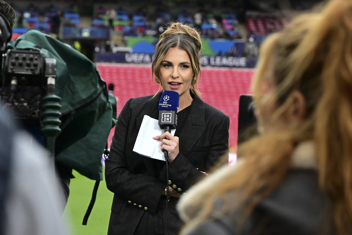 Laura Wontorra, Borussia Dortmund vs. Real Madrid, Fussball, Champions League, Finale, 01.06.2024 London London UK *** Laura Wontorra, Borussia Dortmund vs Real Madrid, Football, Champions League, Fin ...