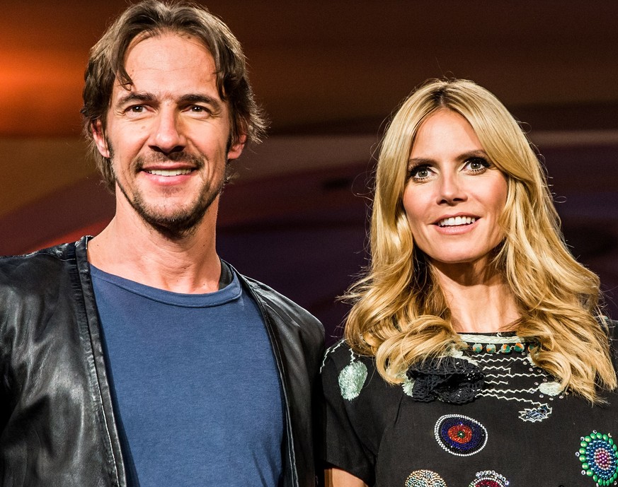 HEIDELBERG, GERMANY - MAY 10: (L-R) Thomas Hayo, Heidi Klum and Wolfgang Joop pose during a photo call for the tv show &#039;Germany&#039;s Next Topmodel&#039; on May 10, 2015 in Heidelberg, Germany.  ...