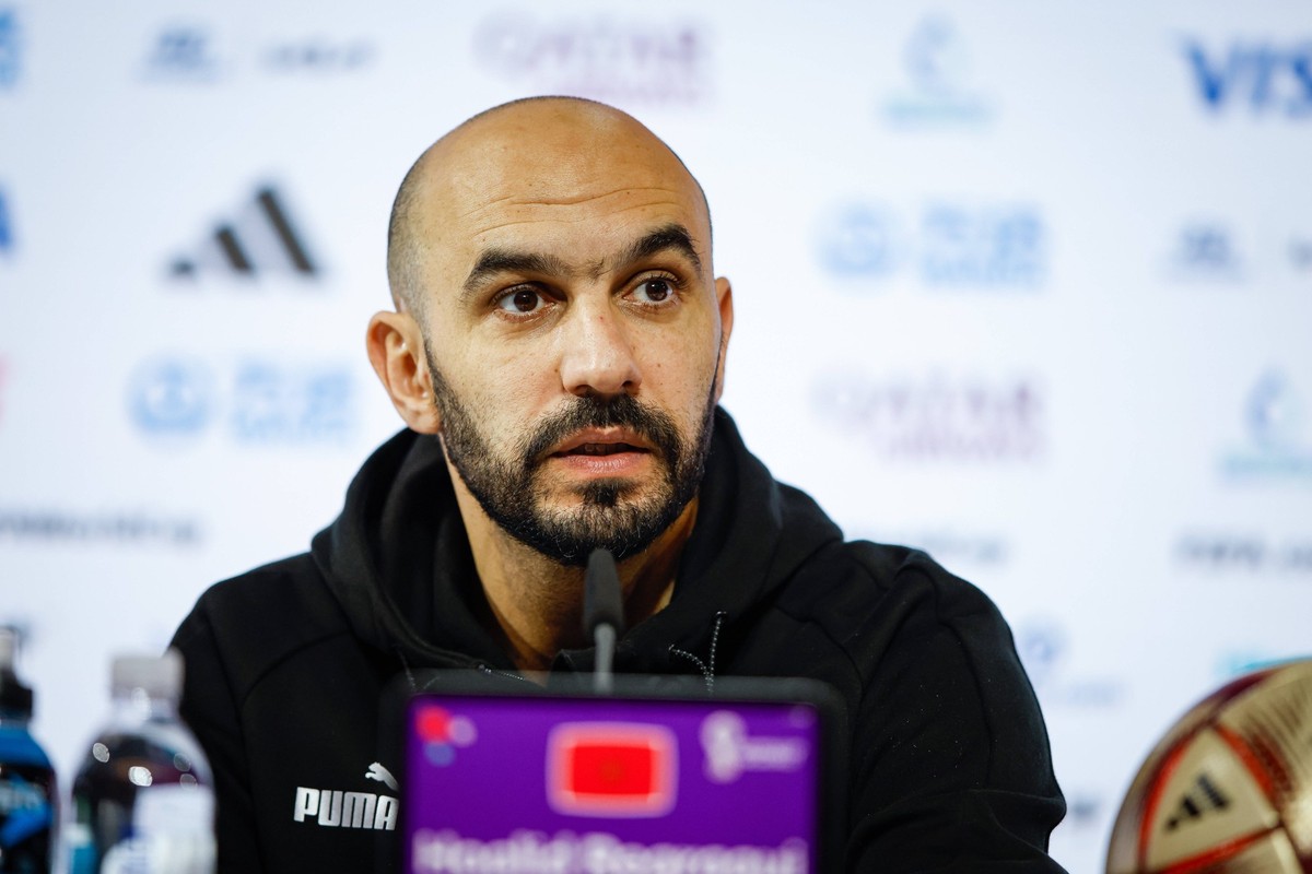 Coletiva Walid Regragui DOHA, CA - 13.12.2022: COLETIVA WALID REGRAGUI - Morocco coach Walid Regragui during an interview ahead of the FIFA World Cup, WM, Weltmeisterschaft, Fussball Qatar 2022 semifi ...