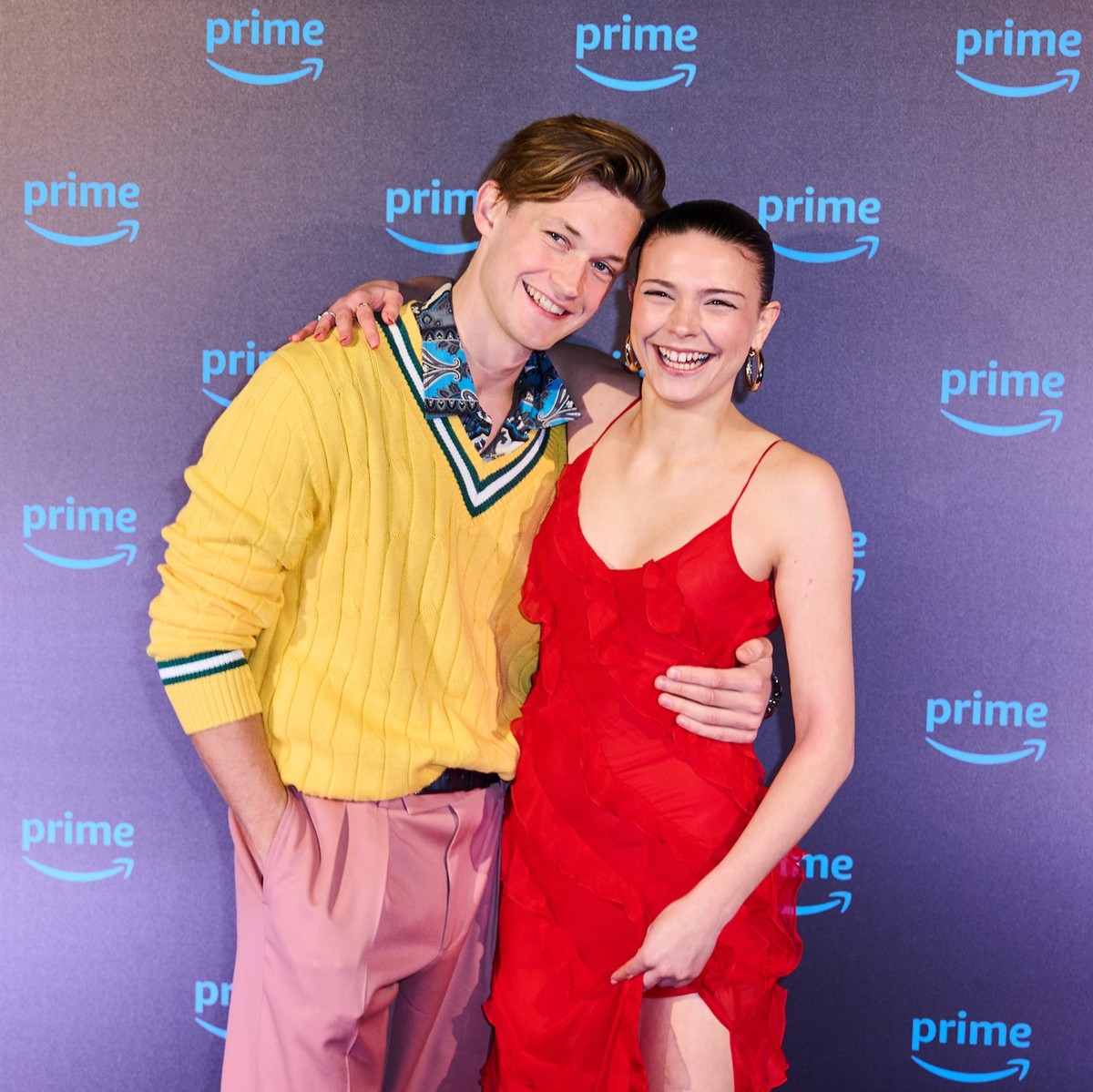 21.02.2023, Berlin: Die deutschen Schauspieler Damian Hardung und Harriet Herbig-Matten kommen im Rahmen der Berlinale zum Amazon Prime Video Dinner ins Ayoka Event Space in die der Friedrichstra