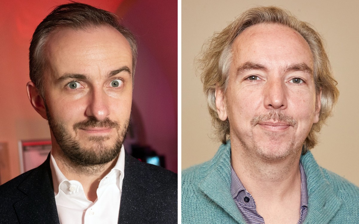 ARCHIV - 22.08.2022, Berlin: Jan Böhmermann (l), TV-Entertainer, und Olli Schulz, Moderator. (zu dpa &quot;Böhmermann und Schulz: Kommentieren Eurovision Song Contest für ORF&quot;) Foto: Gateau/Wendt ...