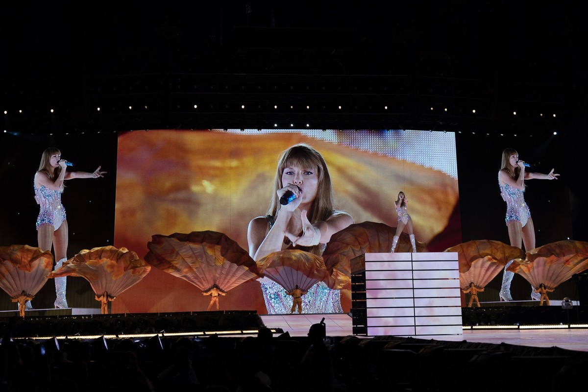 Taylor Swift performs during "The Eras Tour" on Friday, May 5, 2023, at Nissan Stadium in Nashville, Tenn. (AP Photo/George Walker IV)