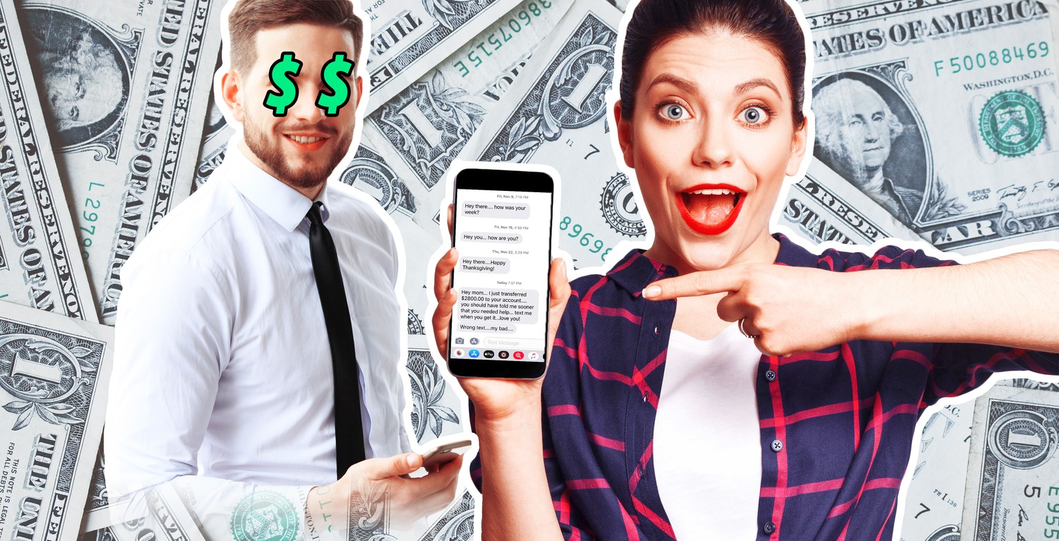 Young beautiful shocked woman in casual style holding phone looking at camera and showing phone display. studio shot on beige background.