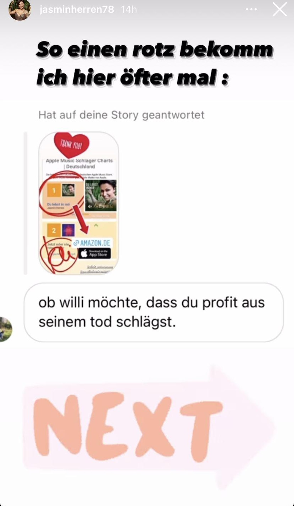Diese Nachricht erhielt Jasmin Herren.