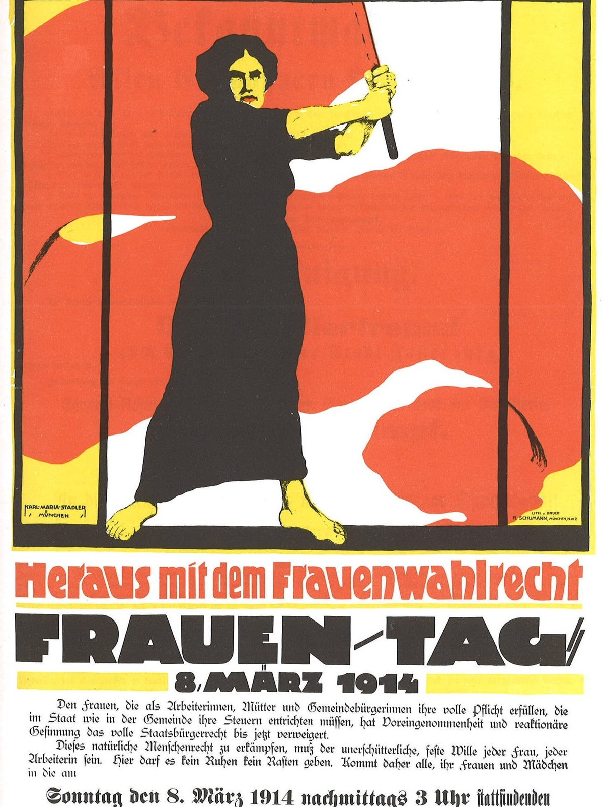 Historisches Plakat zum Weltfrauentag 1914.
