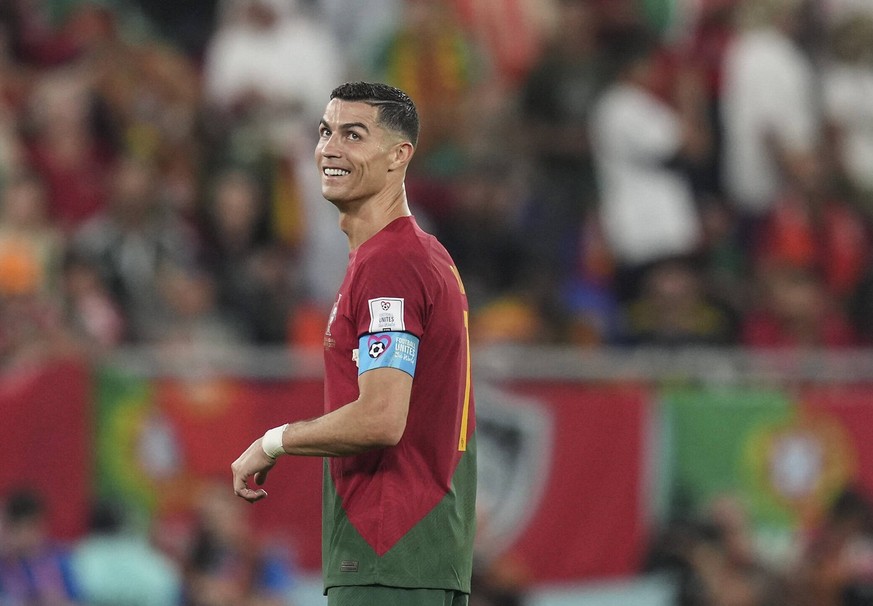 221124 -- DOHA, Nov. 24, 2022 -- Cristiano Ronaldo of Portugal reacts during the Group H match between Portugal and Ghana at the 2022 FIFA World Cup, WM, Weltmeisterschaft, Fussball at Ras Abu Aboud 9 ...