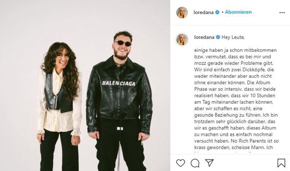 Mit diesem Post gab Loredana die erneute Trennung bekannt.
