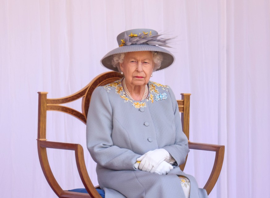 . 12/06/2021. Windsor, United Kingdom. Queen Elizabeth II at the Trooping the Colour at Windsor Castle, United Kingdom. PUBLICATIONxINxGERxSUIxAUTxHUNxONLY xPoolx/xi-Imagesx IIM-22265-0019