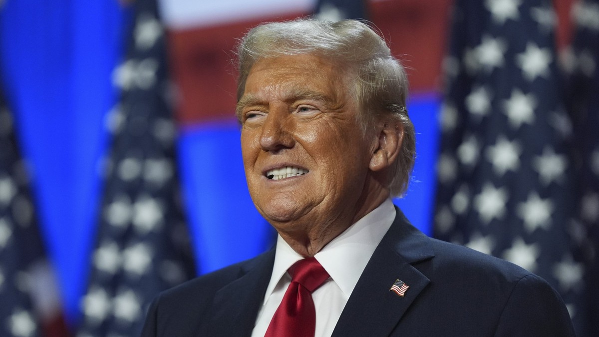 FILE - Republican presidential nominee former President Donald Trump smiles at an election night watch party at the Palm Beach Convention Center, Wednesday, Nov. 6, 2024, in West Palm Beach, Fla. (AP ...