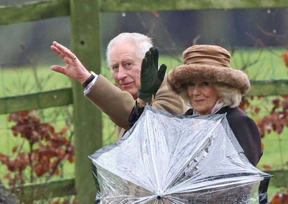 King Charles III and Queen Camilla, attend the Sunday morning service at St. Mary Magdalene church in Sandringham. His Majesty has been spending time at Sandringham since his public announcement that  ...