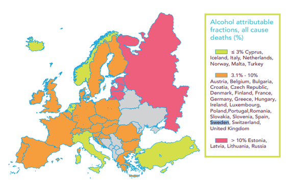 Neben Russland ist die Zahl der Trinkertoten in Europa in den baltischen Staaten Estland, Litauen und Lettland besonders hoch. Dort geht mehr als jeder zehnte Todesfall auf zuviel Alkohol zurück.