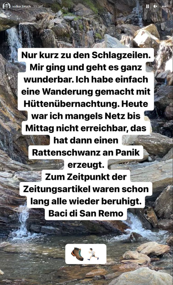 Volker Bruch meldete sich via Instagram zu Wort, nachdem über sein angebliches Verschwinden berichtet worden war.