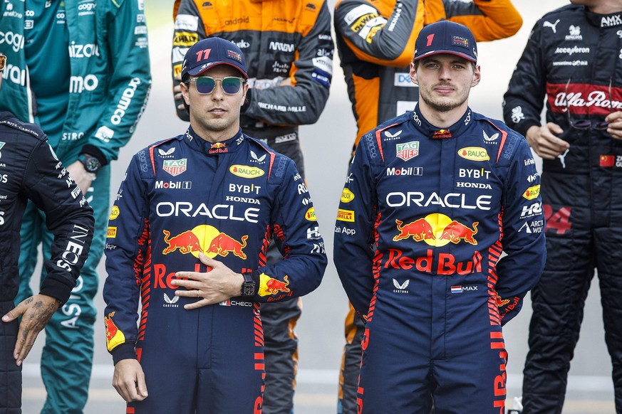 PEREZ Sergio mex, Red Bull Racing RB19, portrait VERSTAPPEN Max ned, Red Bull Racing RB19, portrait during the Formula 1 Gulf Air Bahrain Grand Prix 2023, 1st round of the 2023 FIA Formula One World C ...