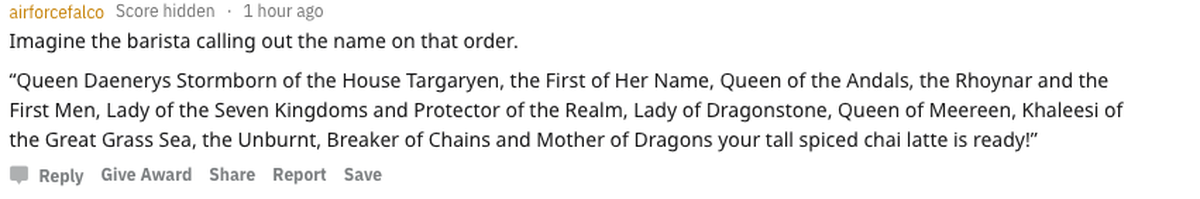 Man stelle sich Daenerys bei Starbucks vor (von reddit)