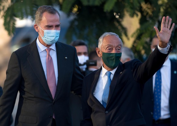 Der spanische König Felipe VI (links) und Portugals Präsident Marcelo Rebelo de Sousa (rechts) während des 14. Cotec Europe-Gipfels.
