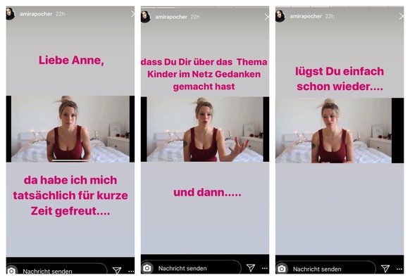 Amira Pocher: Auf Instagram wendet sie sich direkt an Anne Wünsche.