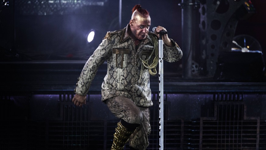 STOCKHOLM 2019-08-14 German industrial metal band Rammstein in concert at Stockholms Stadion. Singer Till Lindemann on stage. (c) NILSSON NILS PETTER / Aftonbladet / TT * * * EXPRESSEN OUT * * * AFTON ...