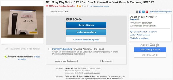 Zum Vergleich: die Playstation 5 kostet mit Laufwerk 499 Euro. Das wäre die teuerste Variante.