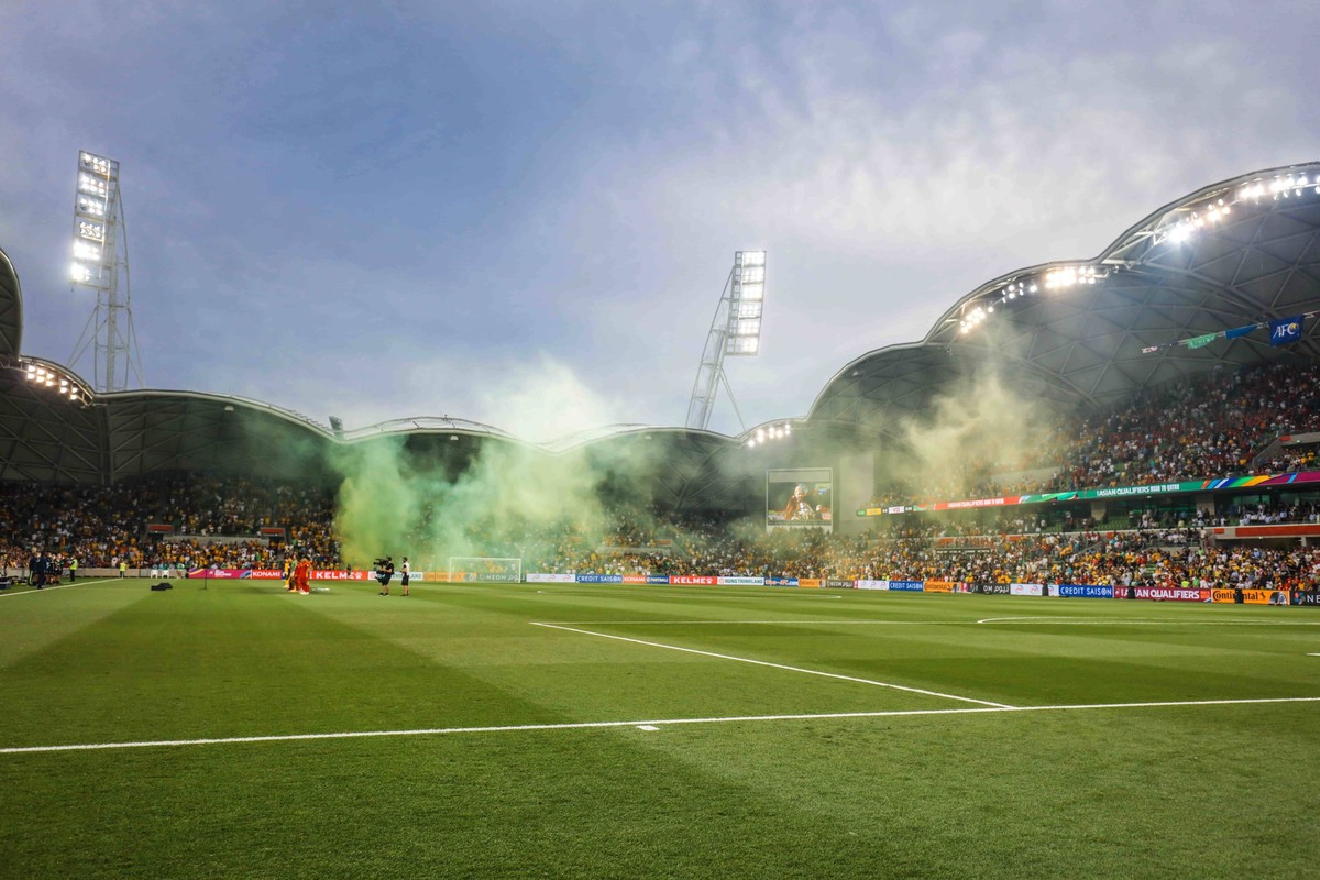 January 27, 2022, Melbourne, Victoria, Australia: MELBOURNE, AUSTRALIA - JANUARY 27: Crowd atmosphere at Australia Vs Vietnam World Cup qualifying match at Melbourne Rectangular Stadium on January 27, ...