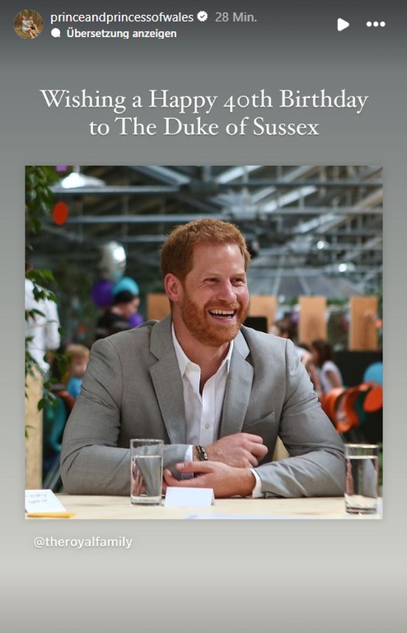 Auch William und Kate übermitteln Harry ihre Glückwünsche.