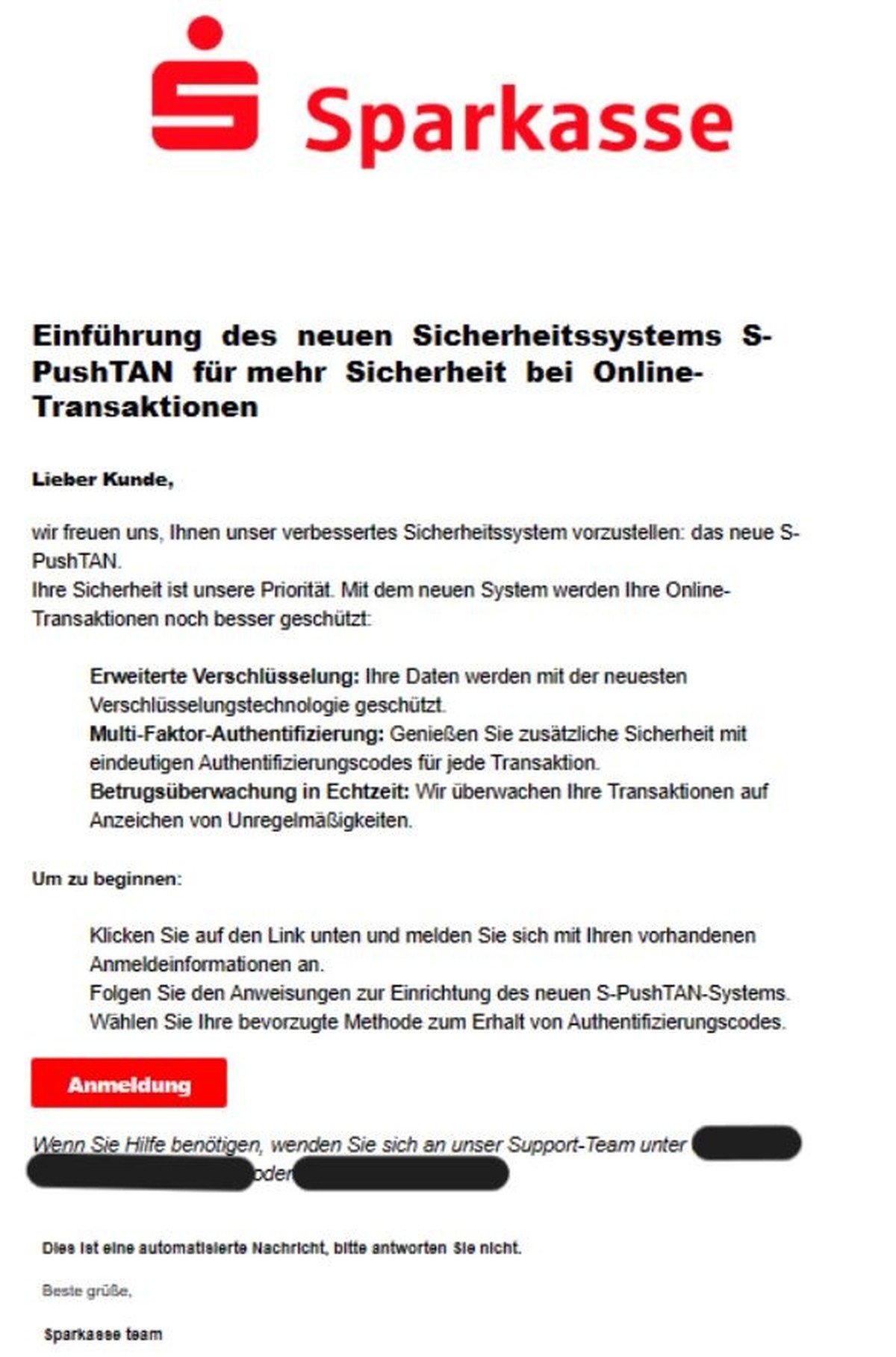 Phishing Mail Sparkasse