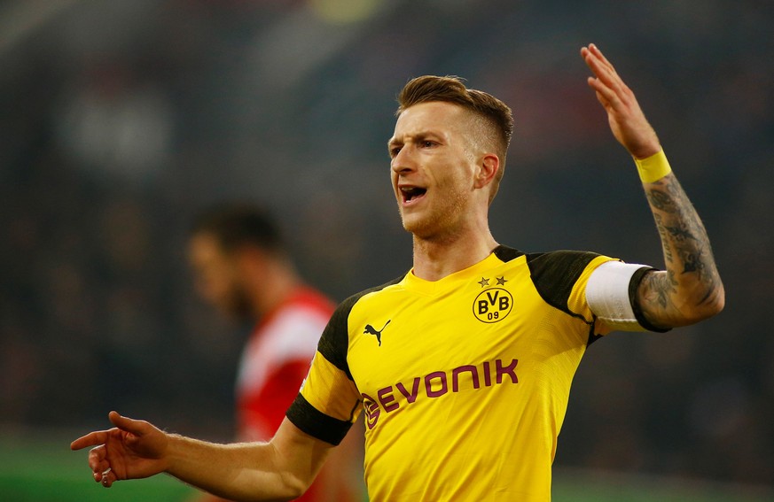 Soccer Football - Bundesliga - Fortuna Dusseldorf v Borussia Dortmund - Esprit Arena, Dusseldorf, Germany - December 18, 2018 Borussia Dortmund&#039;s Marco Reus reacts after a goal is disallowed REUT ...