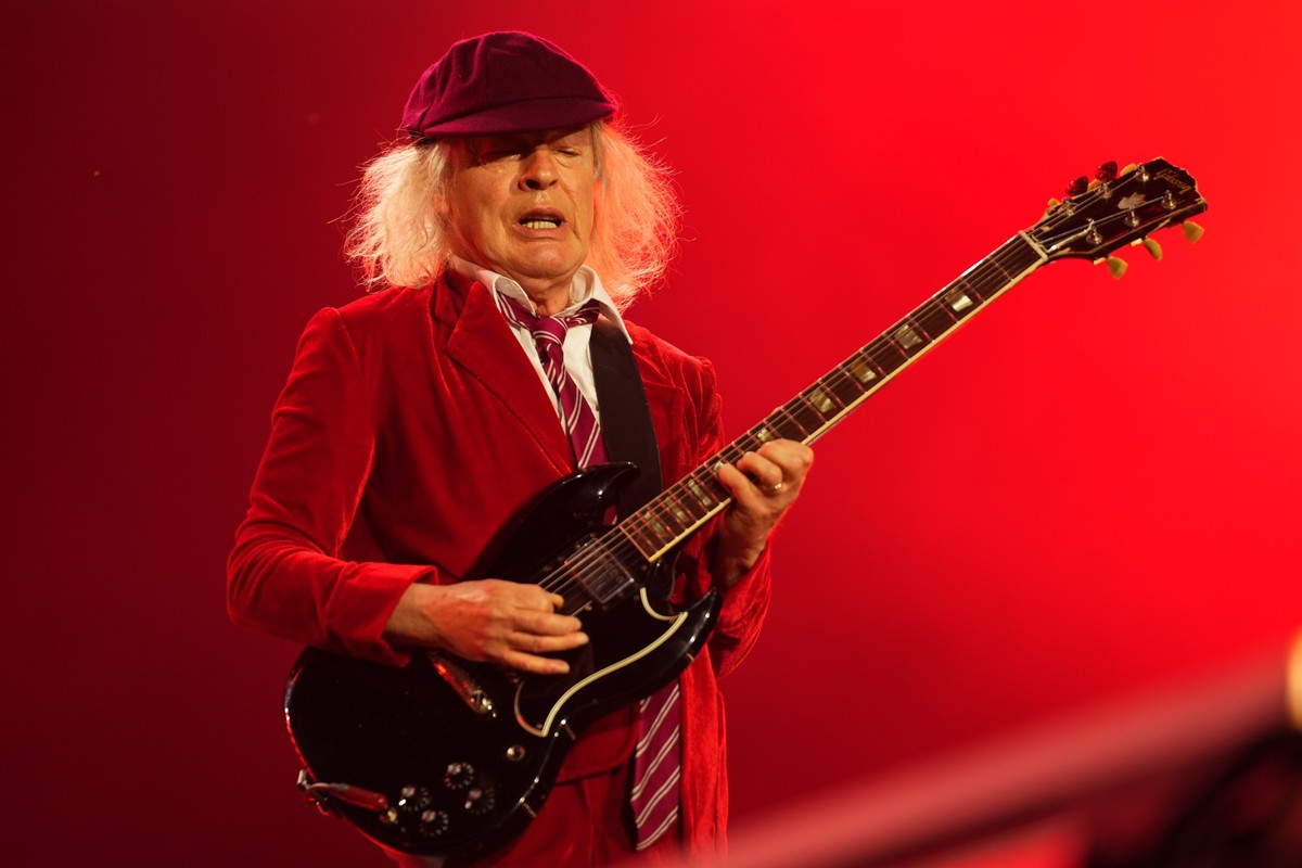 29.05.2024, Spanien, Sevilla: Erstes AC/DC-Konzert in Sevilla im Rahmen der «Power up Tour 2024» im Olympiastadion. Die legendäre australische Hard-Rock-Band AC/DC kehrt an diesem Mittwoch nach acht J ...